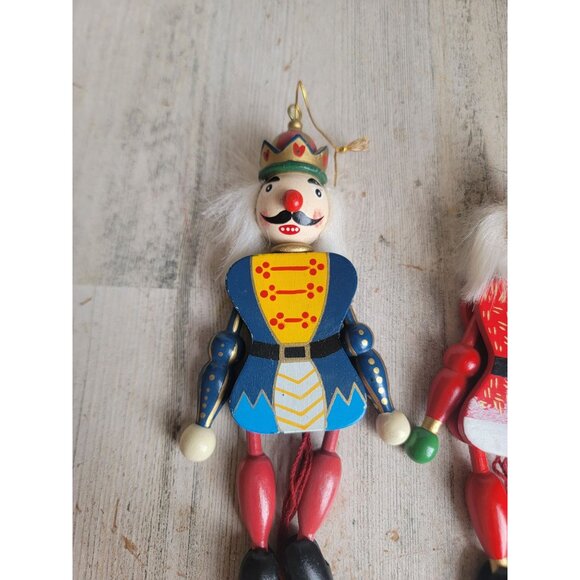Pull string Nutcracker Santa Claus vintage ornament Xmas set - Picture 4 of 13